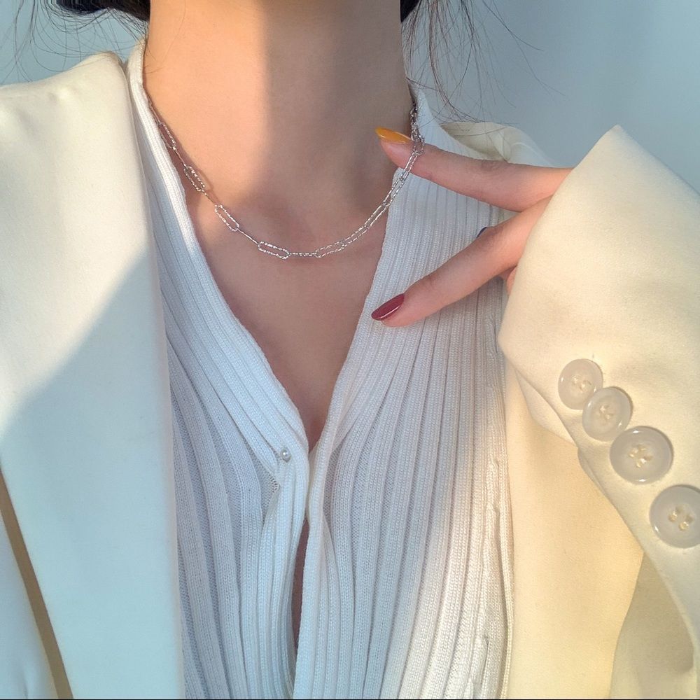 Brand New 925 Sterling Silver Layered Necklace Sparking 3pc Set Minimalist Chain - Picture 6 of 9